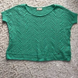 Hollister green open Knit dolman Sleeve Top oversized sweater